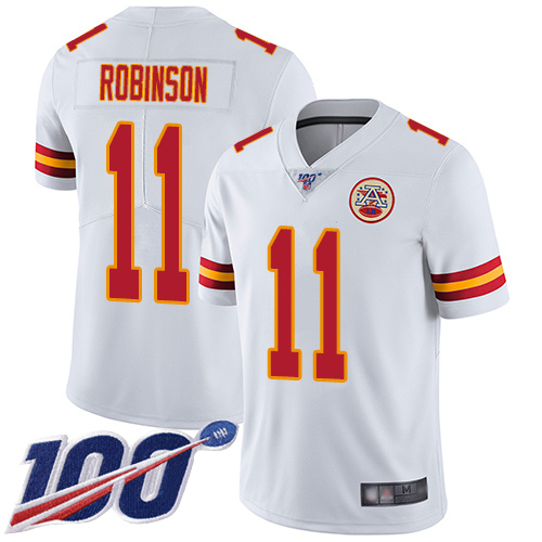 Men Kansas City Chiefs #11 Robinson Demarcus White Vapor Untouchable Limited Player 100th Season Football Nike NFL Jersey